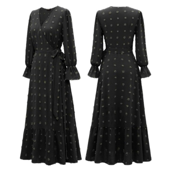 DRESSYSTAR Wrap Ruffle Belted A-Line Boho Beach Party Dress SzM - Picture 3 of 6